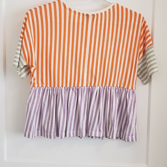 Noisy May - Pop Stripe Peplum Top - Picture 3 of 5